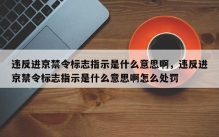 违反进京禁令标志指示是什么意思啊，违反进京禁令标志指示是什么意思啊怎么处罚